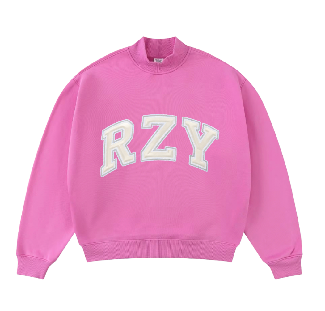 PINK VARSITY RZY MOCK NECK