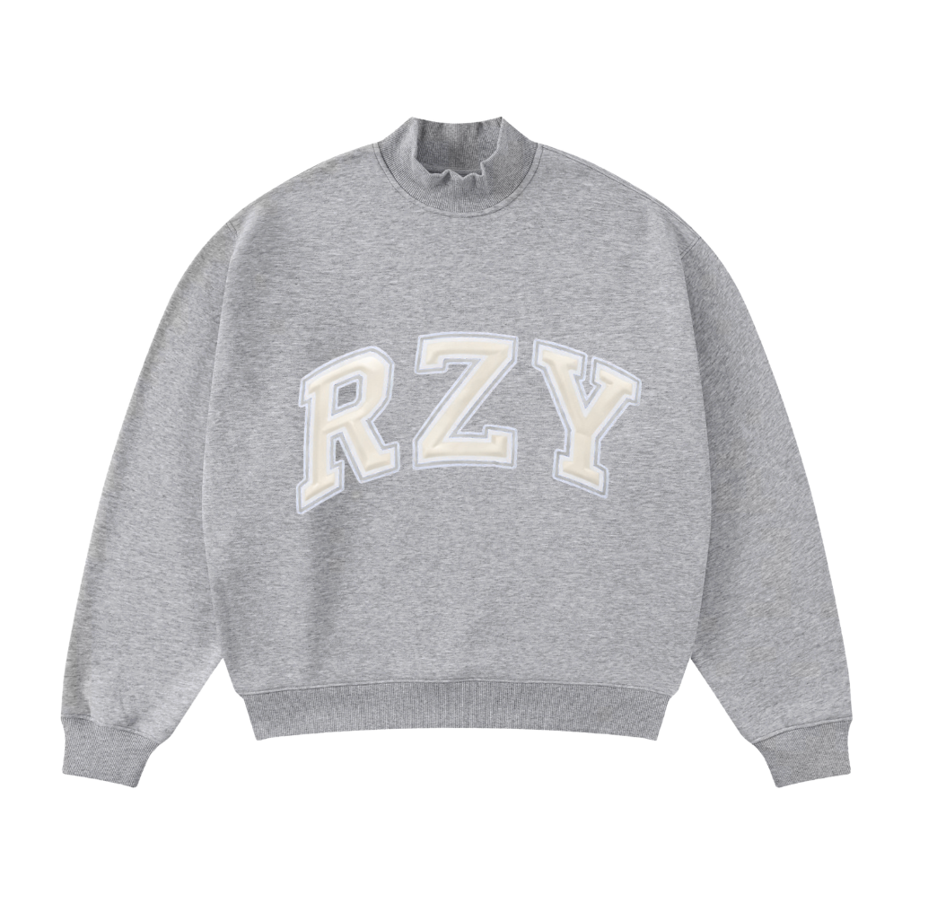 GREY VARSITY RZY MOCK NECK